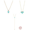 Wholesale S925 Sterling Silver Turquoise Water Drop Geometric Pendant Clavicle Necklace With Electroplating For Women