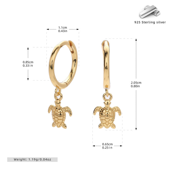 Wholesale S925 Sterling Silver Turtle Earrings Lovely Animal Style