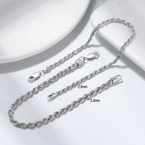 Wholesale S925 Sterling Silver Twist Chain Geometric Style Unisex Hiphop Necklace With Electroplating