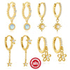 Wholesale S925 Sterling Silver Twist Ring Star Geometric Earrings With Opal Flower Diamond Pendant Electroplated For Women