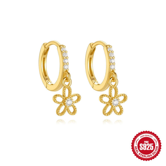 Wholesale S925 Sterling Silver Twist Ring Star Geometric Earrings With Opal Flower Diamond Pendant Electroplated For Women