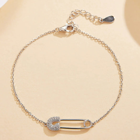 Wholesale S925 Sterling Silver U Shape Zircon Paperclip Bracelet With Exquisite Niche Design And Diamond Treatment For Women