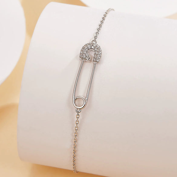 Wholesale S925 Sterling Silver U Shape Zircon Paperclip Bracelet With Exquisite Niche Design And Diamond Treatment For Women