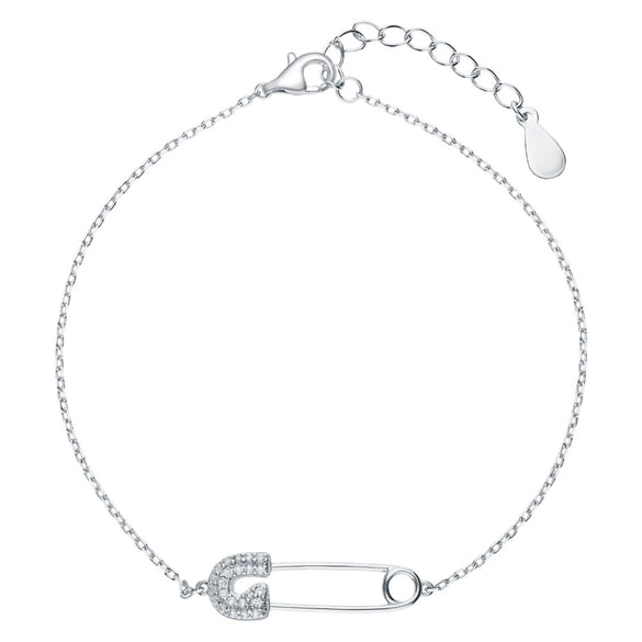 Wholesale S925 Sterling Silver U Shape Zircon Paperclip Bracelet With Exquisite Niche Design And Diamond Treatment For Women