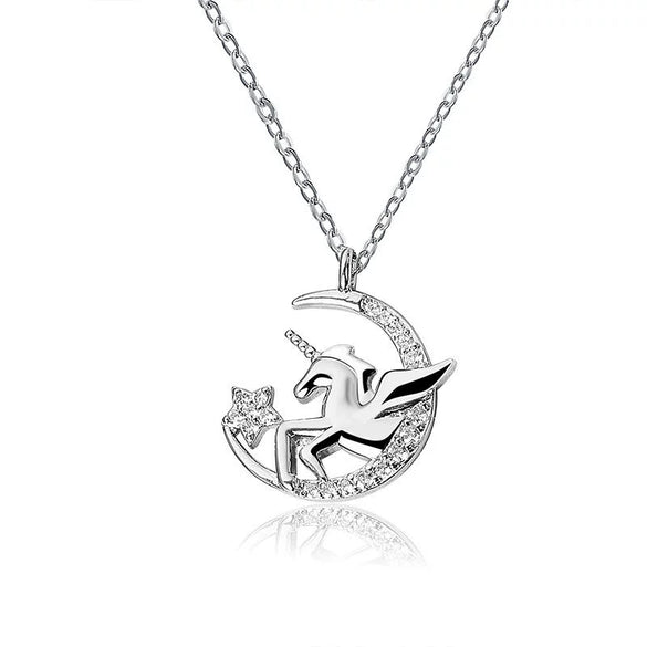 Wholesale S925 Sterling Silver Unicorn Necklace With Cross Chain And Electroplating Treatment For Women