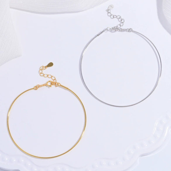 Wholesale S925 Sterling Silver Universal Screw Diy Beaded Snake Bone Chain Stacking Bracelet Electroplated