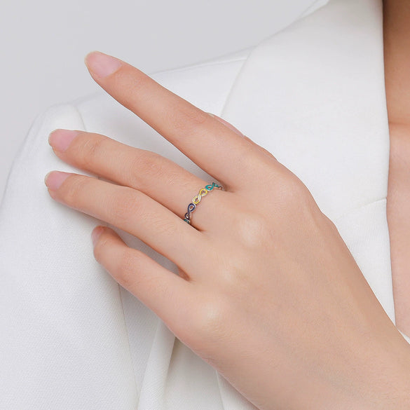 Wholesale S925 Sterling Silver Unlimited Love Symbol Epoxy Ring For Women