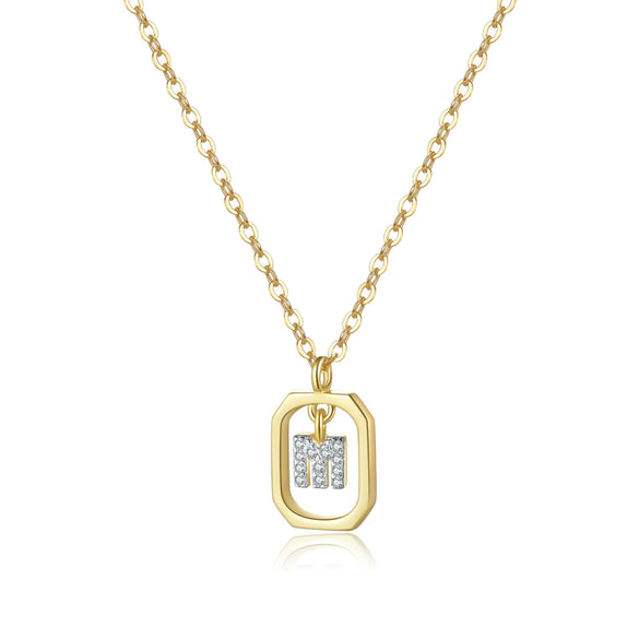 Wholesale S925 Sterling Silver Uppercase English Letter Pendant Necklace With 18K Gold Electroplating And Diamond Treatment