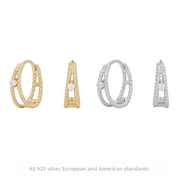 Wholesale S925 Sterling Silver Ushape Light Luxury Hollow Women's Earrings Jewelry With Electroplating
