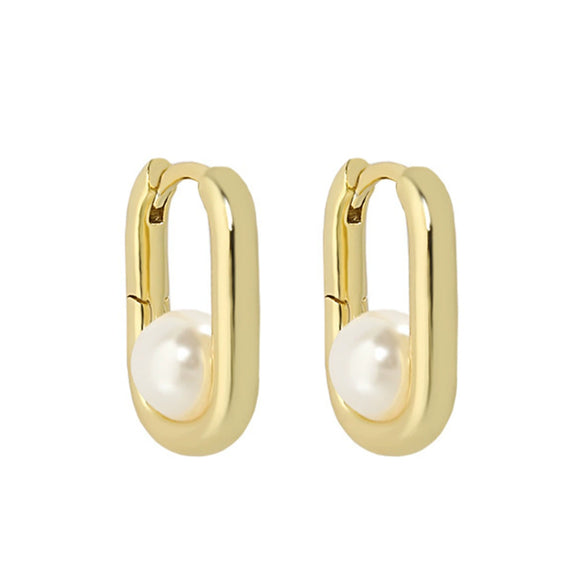 Wholesale S925 Sterling Silver Ushaped Bead Earrings Geometric Minimalist Electroplated Design
