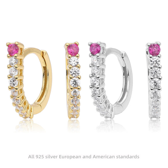 Wholesale S925 Sterling Silver Ushaped Electroplated Zirconium Inlaid Women's Light Luxury Style Earrings