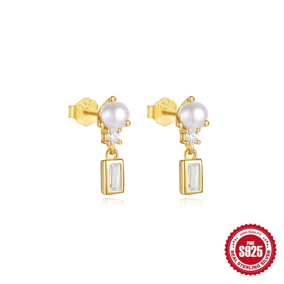 Wholesale S925 Sterling Silver Vintage Pearl Tassel Earrings For Women With Geometric Design And Electroplating