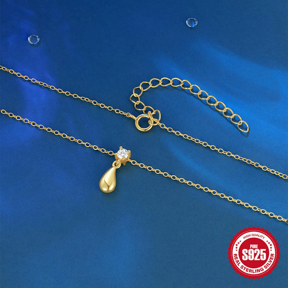 Wholesale S925 Sterling Silver Water Drop Clavicle Chain With Three Dimensional Design Sense And Electroplating For Women Light Luxury Diamond Distinctive Versatile Necklace