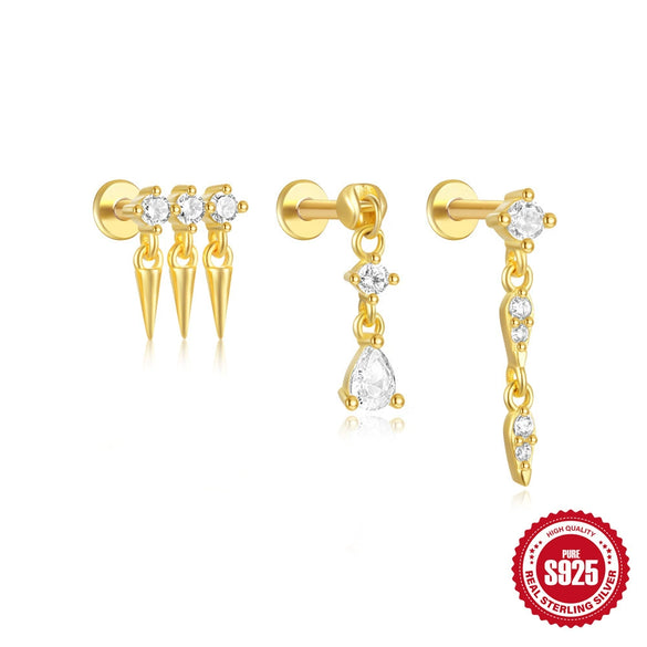 Wholesale S925 Sterling Silver Water Drop Cone Pendant Earrings With Zircon And Geometric Design For Women