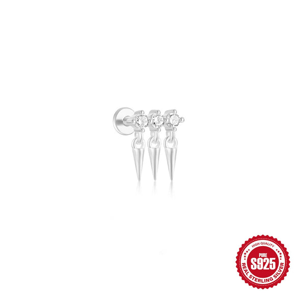 Wholesale S925 Sterling Silver Water Drop Cone Pendant Earrings With Zircon And Geometric Design For Women
