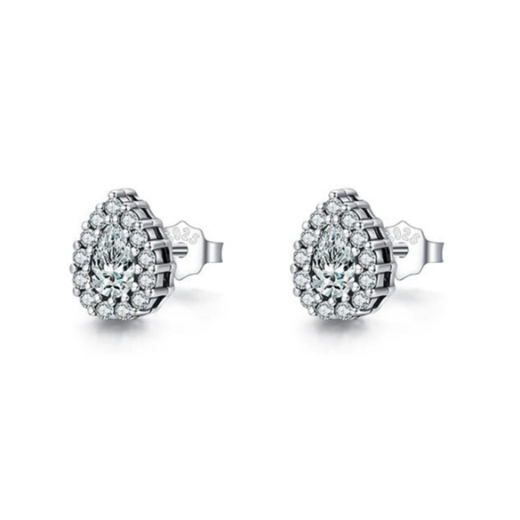 Wholesale S925 Sterling Silver Water Drop Diamondembedded Women's Ear Studs