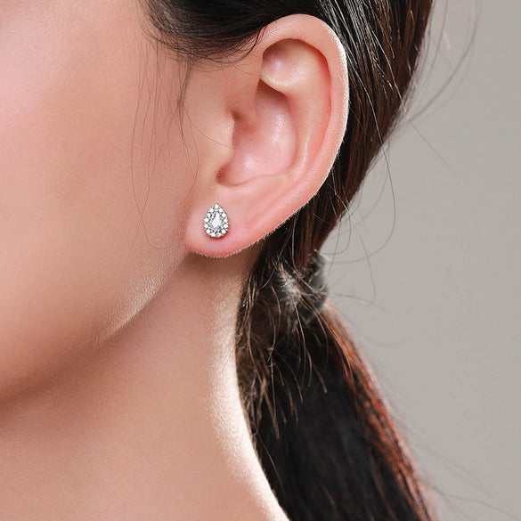 Wholesale S925 Sterling Silver Water Drop Diamondembedded Women's Ear Studs
