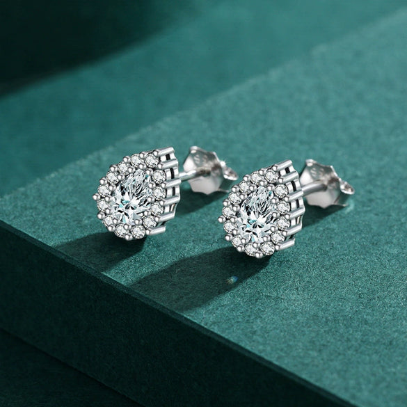 Wholesale S925 Sterling Silver Water Drop Diamondembedded Women's Ear Studs