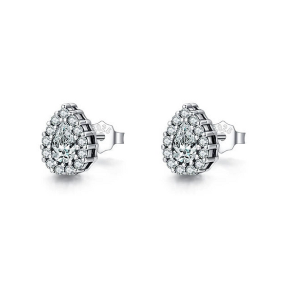 Wholesale S925 Sterling Silver Water Drop Diamondembedded Women's Ear Studs