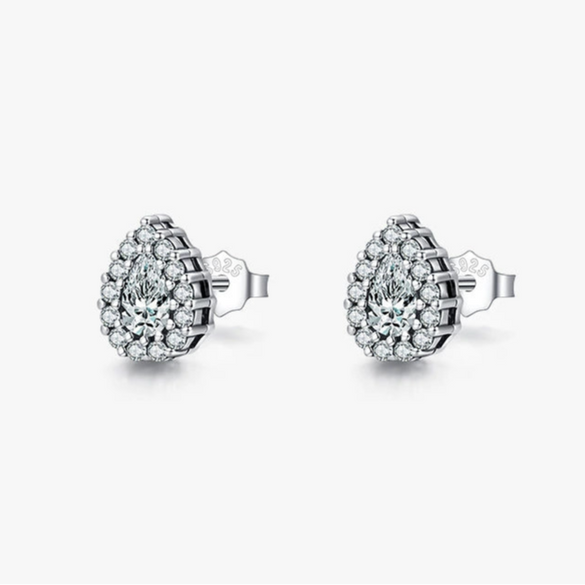 Wholesale S925 Sterling Silver Water Drop Diamondembedded Women's Ear Studs