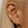 Wholesale S925 Sterling Silver Water Drop Opal Moonstone Inlaid With Zirconium Flat Head Threaded Piercing Ear Bone Nail Earrings Electroplated For Women Geometric