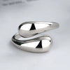 Wholesale S925 Sterling Silver Water Drop Open Ring For Women With Geometric Design And Electroplating