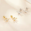Wholesale S925 Sterling Silver Water Drop Petals Flower Zircon Earrings For Women