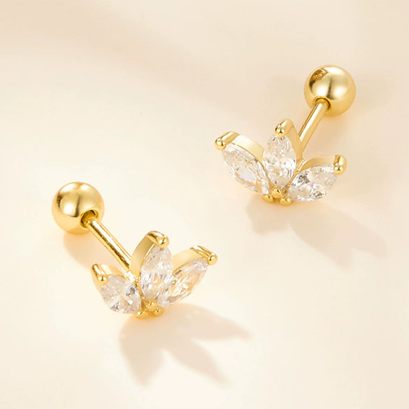 Wholesale S925 Sterling Silver Water Drop Petals Flower Zircon Earrings For Women