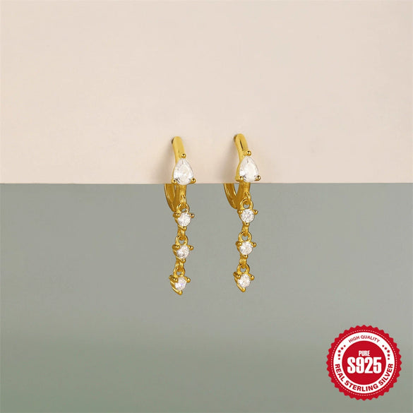 Wholesale S925 Sterling Silver Water Drop Zircon Ear Buckle French Earrings For Women With Electroplating Treatment