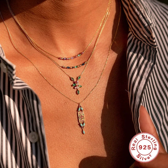 Wholesale S925 Sterling Silver Water Drops Dopamine Clavicle Necklace With Geometric Styling And Electroplating For Women
