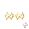 Wholesale S925 Sterling Silver Wave Ear Clip Earrings With Simple Diamond Inlay Light Luxury Geometric Style Electroplating For Women