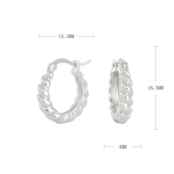 Wholesale S925 Sterling Silver Wave Pattern Twist Half Circle C Shaped Ear Buckle Earrings With Electroplating For Women