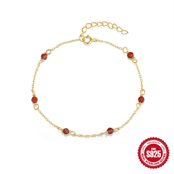 Wholesale S925 Sterling Silver Wine Red Geometric Stars Atmosphere Bracelet With Electroplating For Women