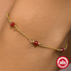 Wholesale S925 Sterling Silver Wine Red Geometric Stars Atmosphere Bracelet With Electroplating For Women