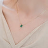 Wholesale S925 Sterling Silver Women's Clavicle Chain Necklace With Four Claw Inlaid Emerald And Small Green Zircon Geometric Pattern