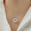 Wholesale S925 Sterling Silver Women's Clavicle Chain With Blue Eyes And Devil's Eye Design Electroplated