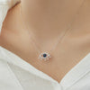 Wholesale S925 Sterling Silver Women's Clavicle Chain With Blue Eyes And Devil's Eye Design Electroplated