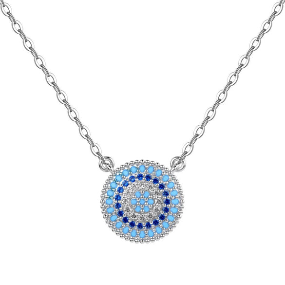 Wholesale S925 Sterling Silver Women's Clavicle Chain With Blue Eyes And Devil's Eye Design Electroplated