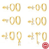 Wholesale S925 Sterling Silver Women's Daily Elegant Matching Earrings Set With Geometric Design And Electroplating
