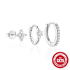 Wholesale S925 Sterling Silver Women's Daily Elegant Matching Earrings Set With Geometric Design And Electroplating