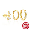 Wholesale S925 Sterling Silver Women's Daily Elegant Matching Earrings Set With Geometric Design And Electroplating