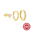 Wholesale S925 Sterling Silver Women's Daily Elegant Matching Earrings Set With Geometric Design And Electroplating