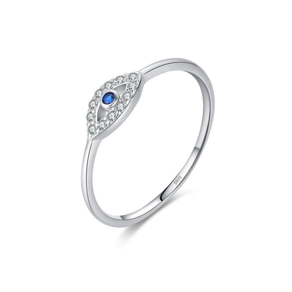 Wholesale S925 Sterling Silver Women's Devil's Eye Ring With Dropping Glue Treatment