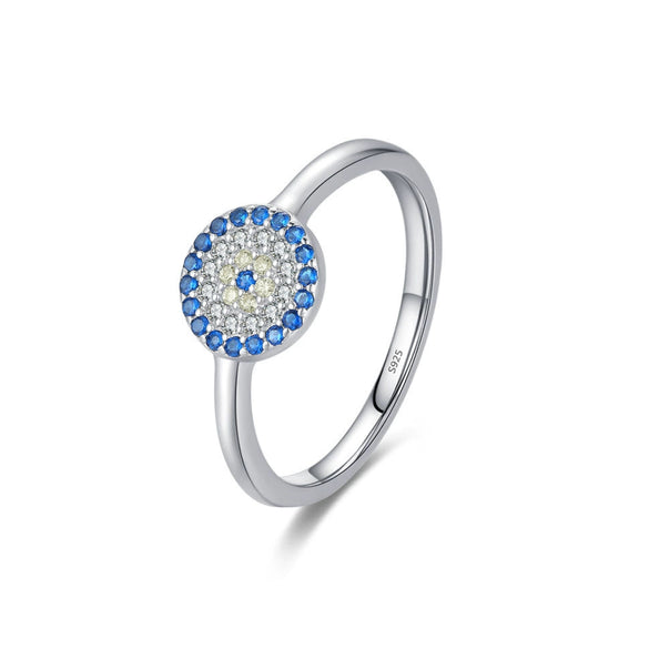 Wholesale S925 Sterling Silver Women's Devil's Eye Ring With Dropping Glue Treatment