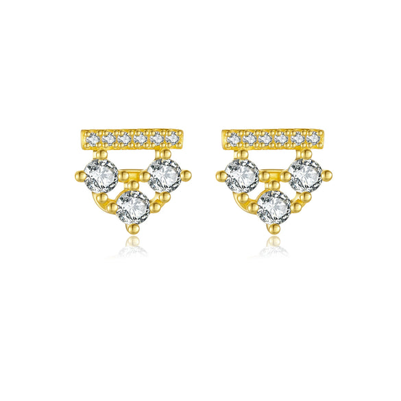 Wholesale S925 Sterling Silver Women's Earrings With Irregular Geometric Design And Diamond Treatment Platinum Or 18K Gold Electroplating