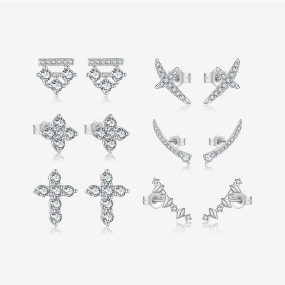 Wholesale S925 Sterling Silver Women's Earrings With Irregular Geometric Design And Diamond Treatment Platinum Or 18K Gold Electroplating