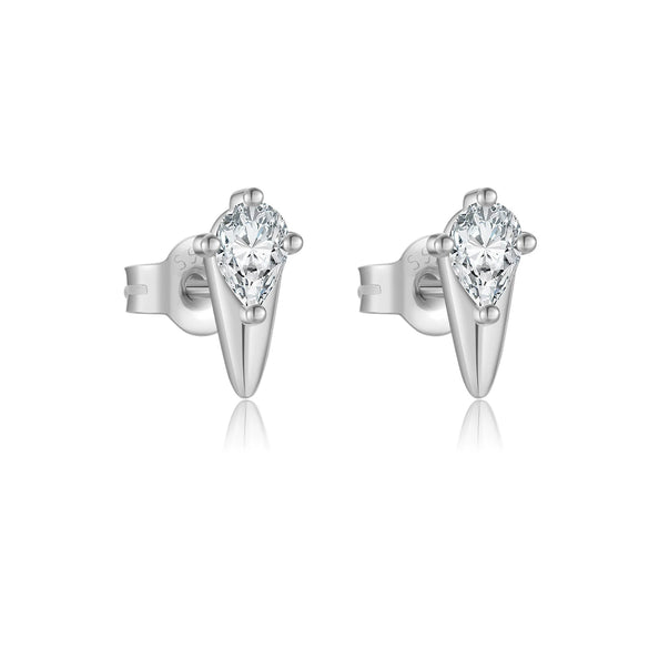 Wholesale S925 Sterling Silver Women's Earrings With Irregular Geometric Design And Diamond Treatment Platinum Or 18K Gold Electroplating