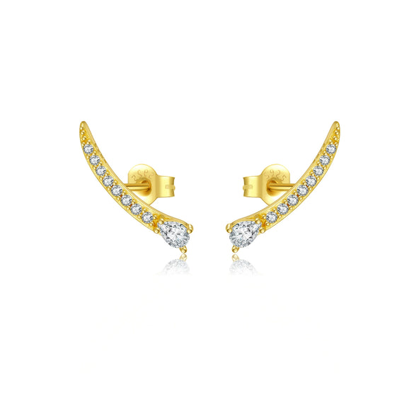 Wholesale S925 Sterling Silver Women's Earrings With Irregular Geometric Design And Diamond Treatment Platinum Or 18K Gold Electroplating
