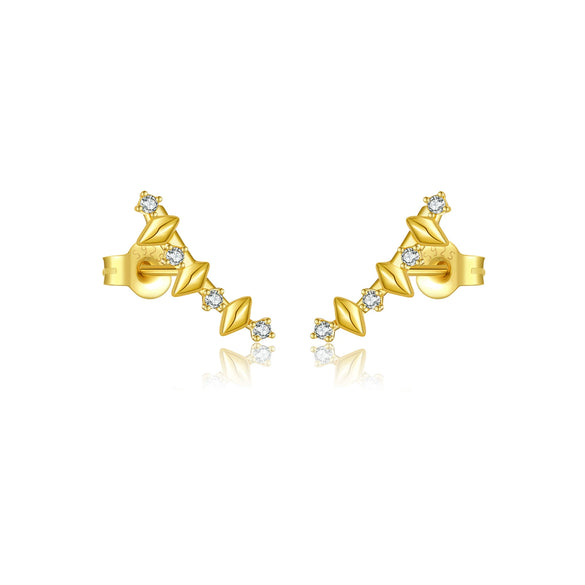 Wholesale S925 Sterling Silver Women's Earrings With Irregular Geometric Design And Diamond Treatment Platinum Or 18K Gold Electroplating