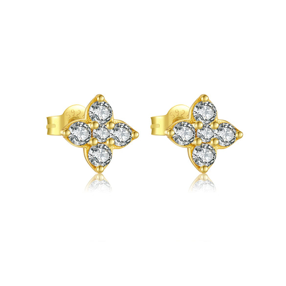 Wholesale S925 Sterling Silver Women's Earrings With Irregular Geometric Design And Diamond Treatment Platinum Or 18K Gold Electroplating